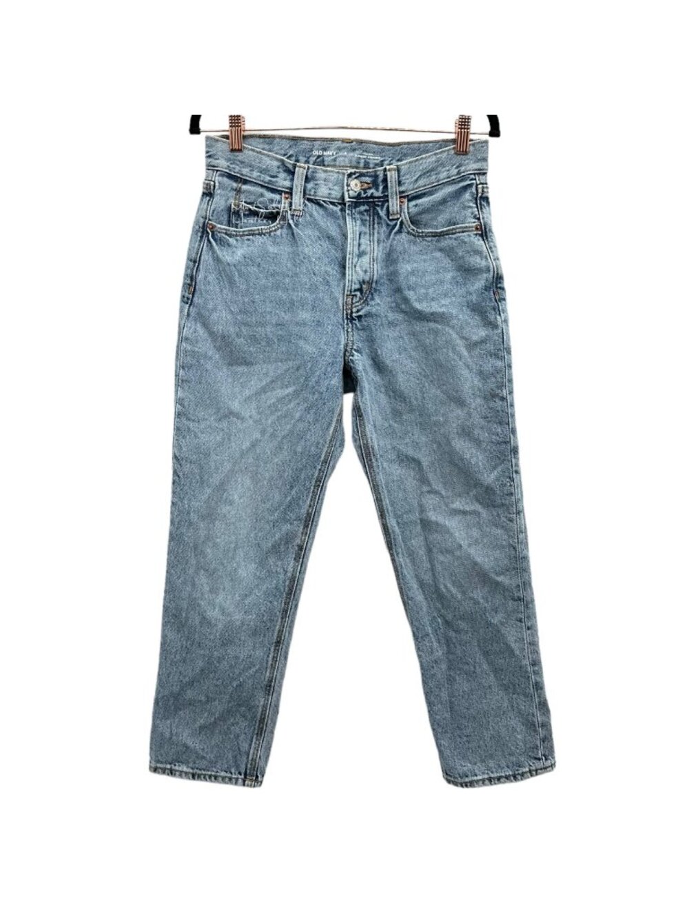 Old Navy High Rise Button Fly Slouchy Straight Leg Cropped Denim Jeans 2 / 28